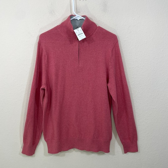 J.CREW Other - New J. Crew Mens Size  M Cotton 1/4‎ Zip  Mock Neck Sweater Pink $98 NWT